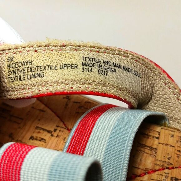 Easy Spirit Nicedayh Cork and Leather Banded Thong Sandal Women's 9M Red/ White. - Picture 4 of 11